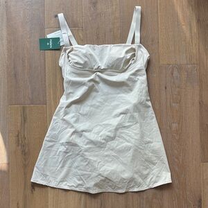 Halara Cream Tennis Dress W/Built-In Bra & Spandex